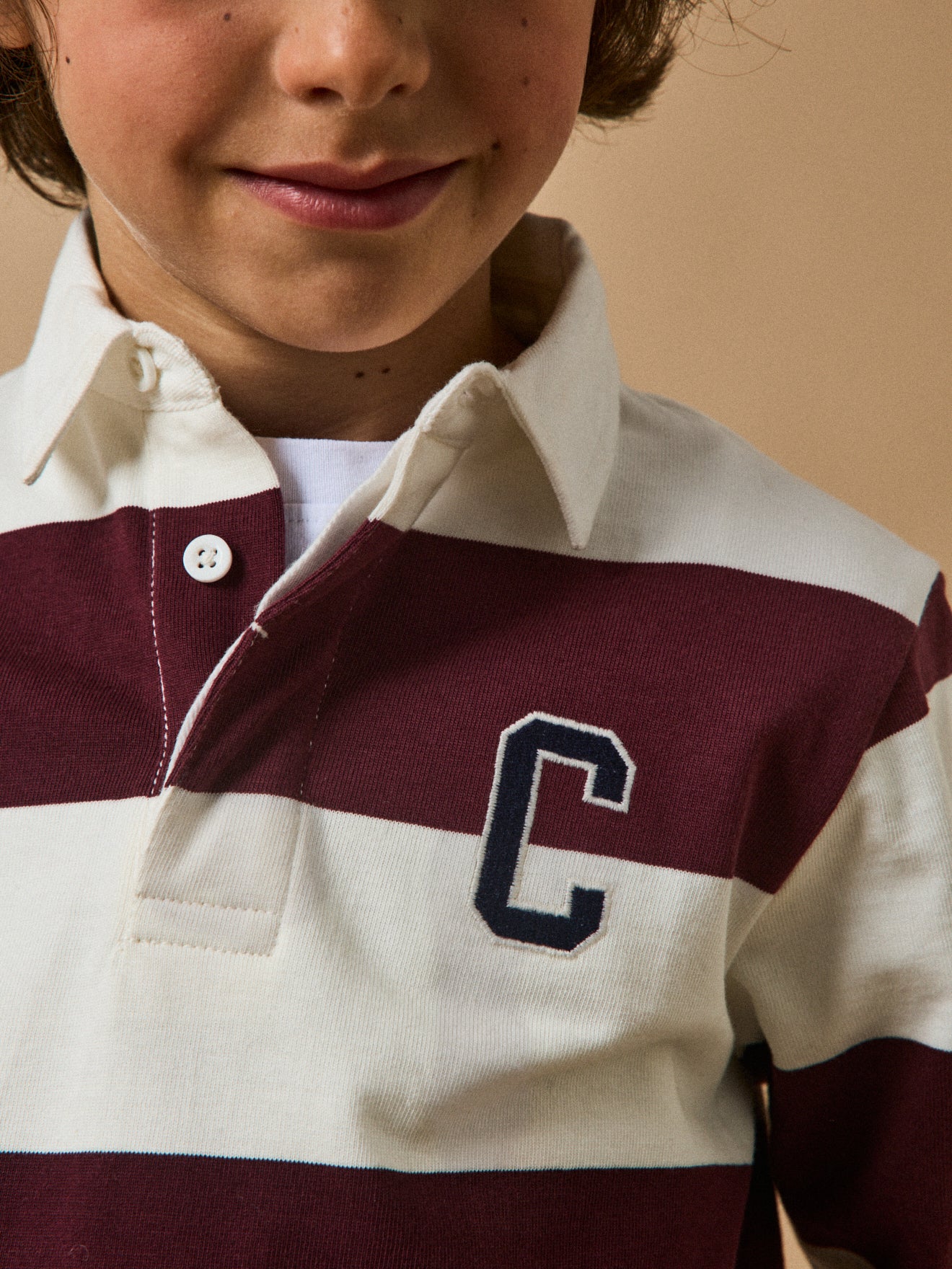 Jungen Rugby-Shirt mit Polokragen, gestreift – Bio-Baumwolle