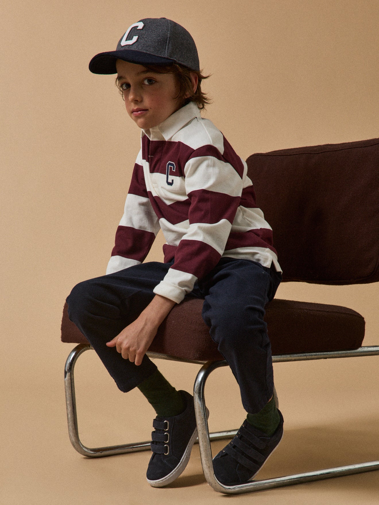 Jungen Rugby-Shirt mit Polokragen, gestreift – Bio-Baumwolle