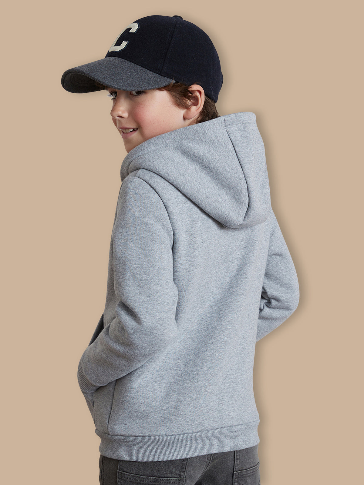 Jungen-Sweatjacke mit Reissverschluss und Kapuze