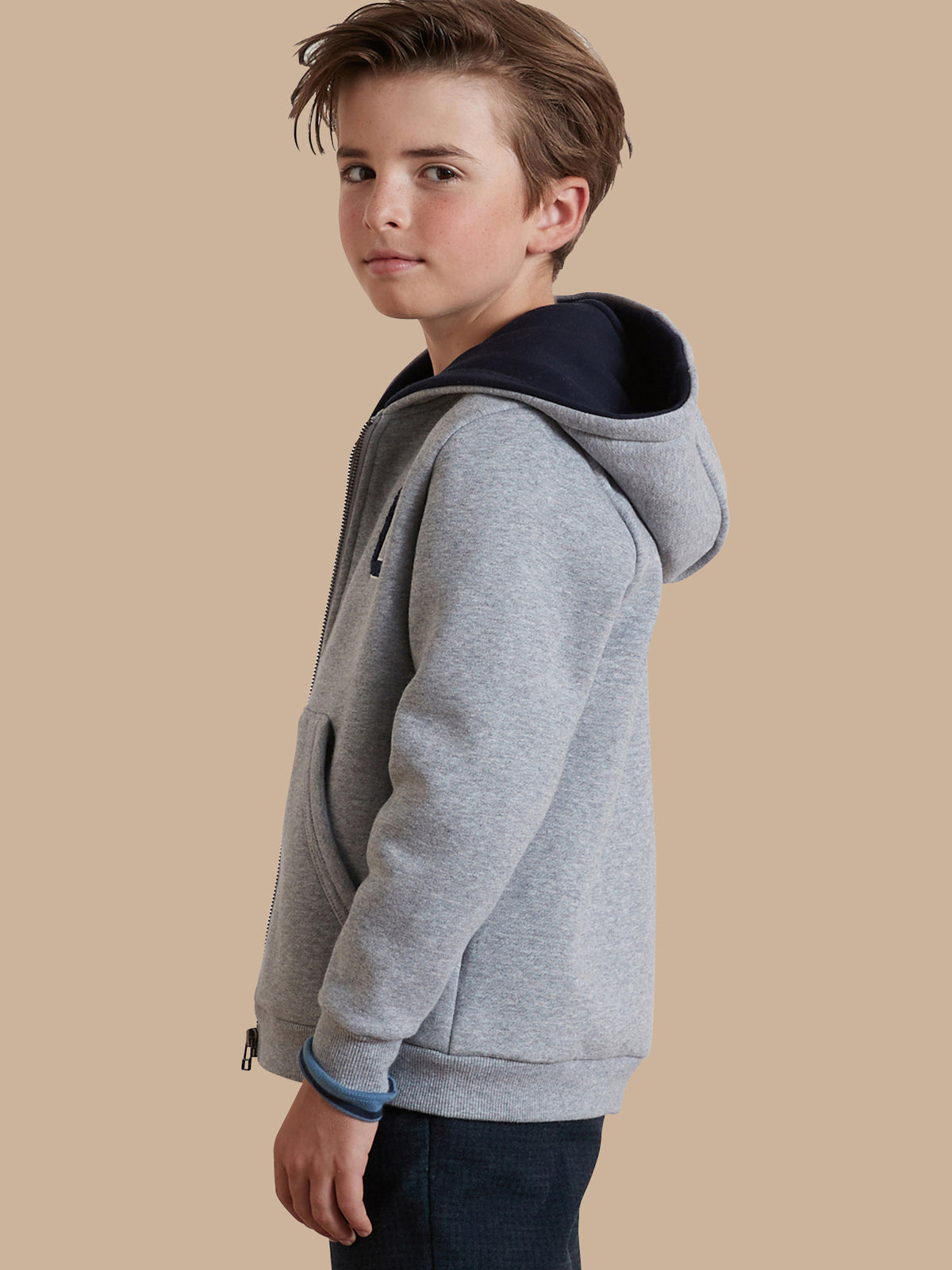 Jungen-Sweatjacke mit Reissverschluss und Kapuze