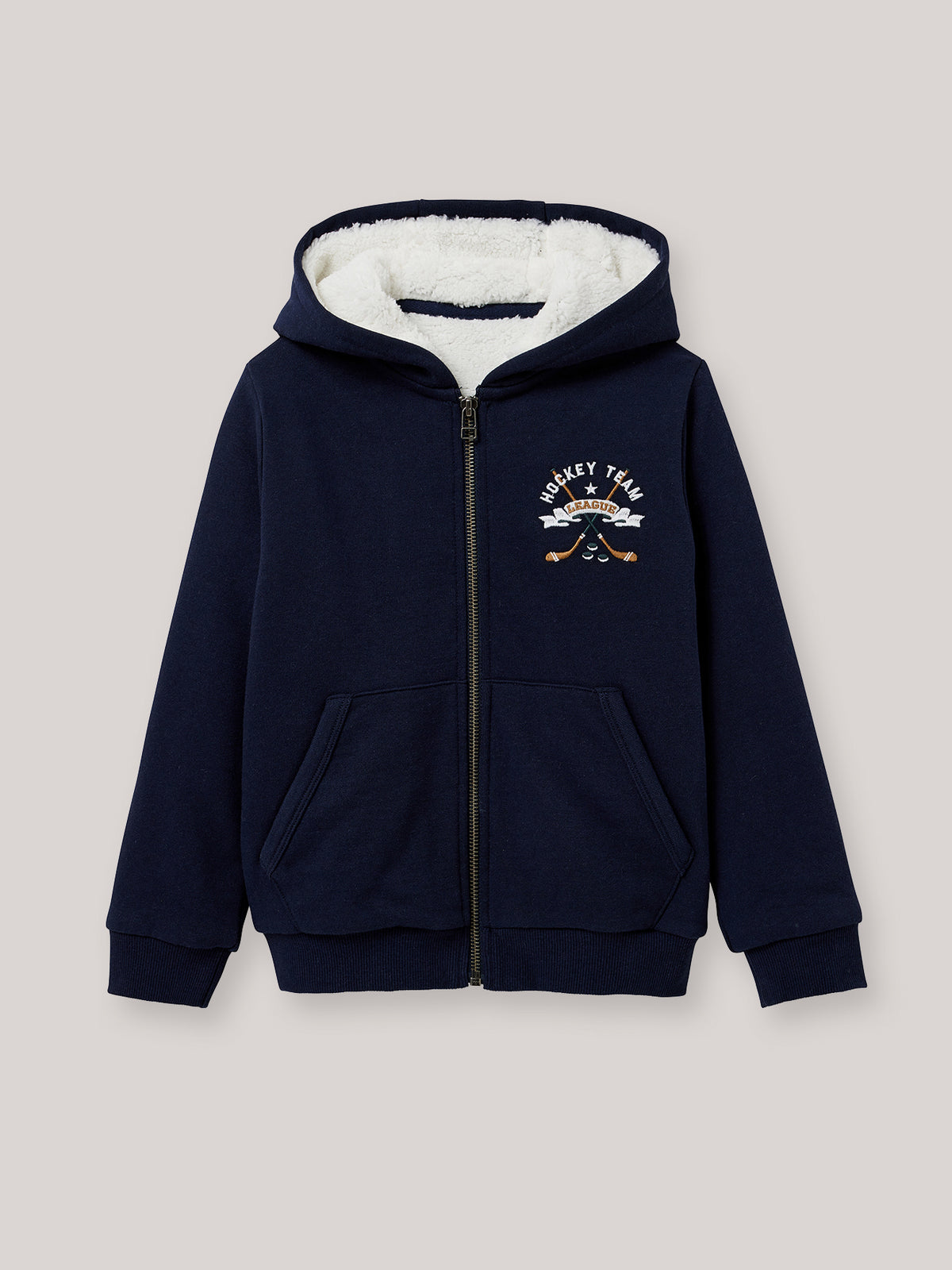 Jungen-Sweatjacke mit Reissverschluss und Sherpa-Futter