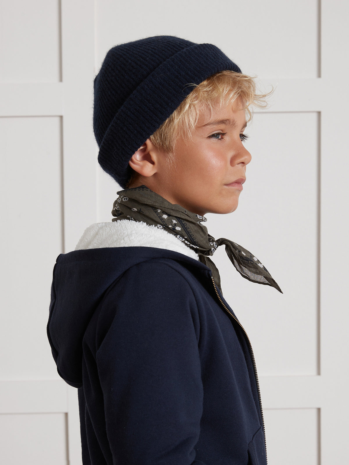 Jungen-Sweatjacke mit Reissverschluss und Sherpa-Futter