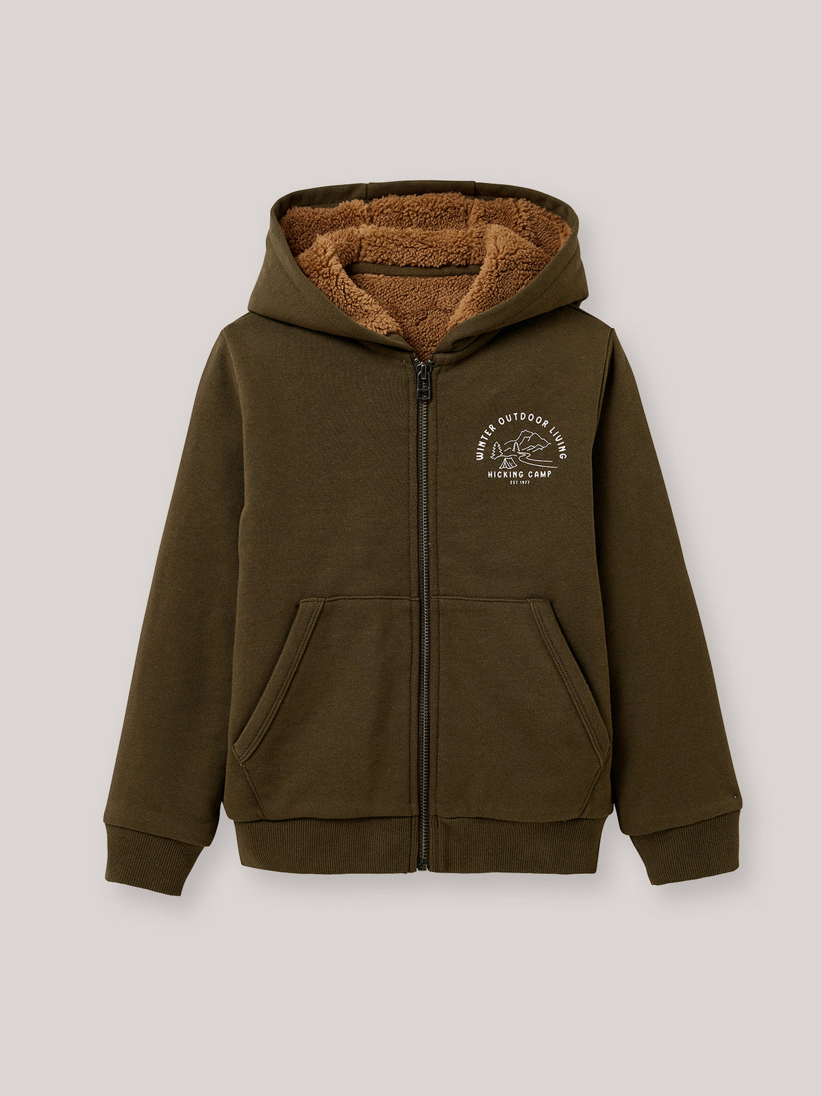 Jungen-Sweatjacke mit Reissverschluss und Sherpa-Futter