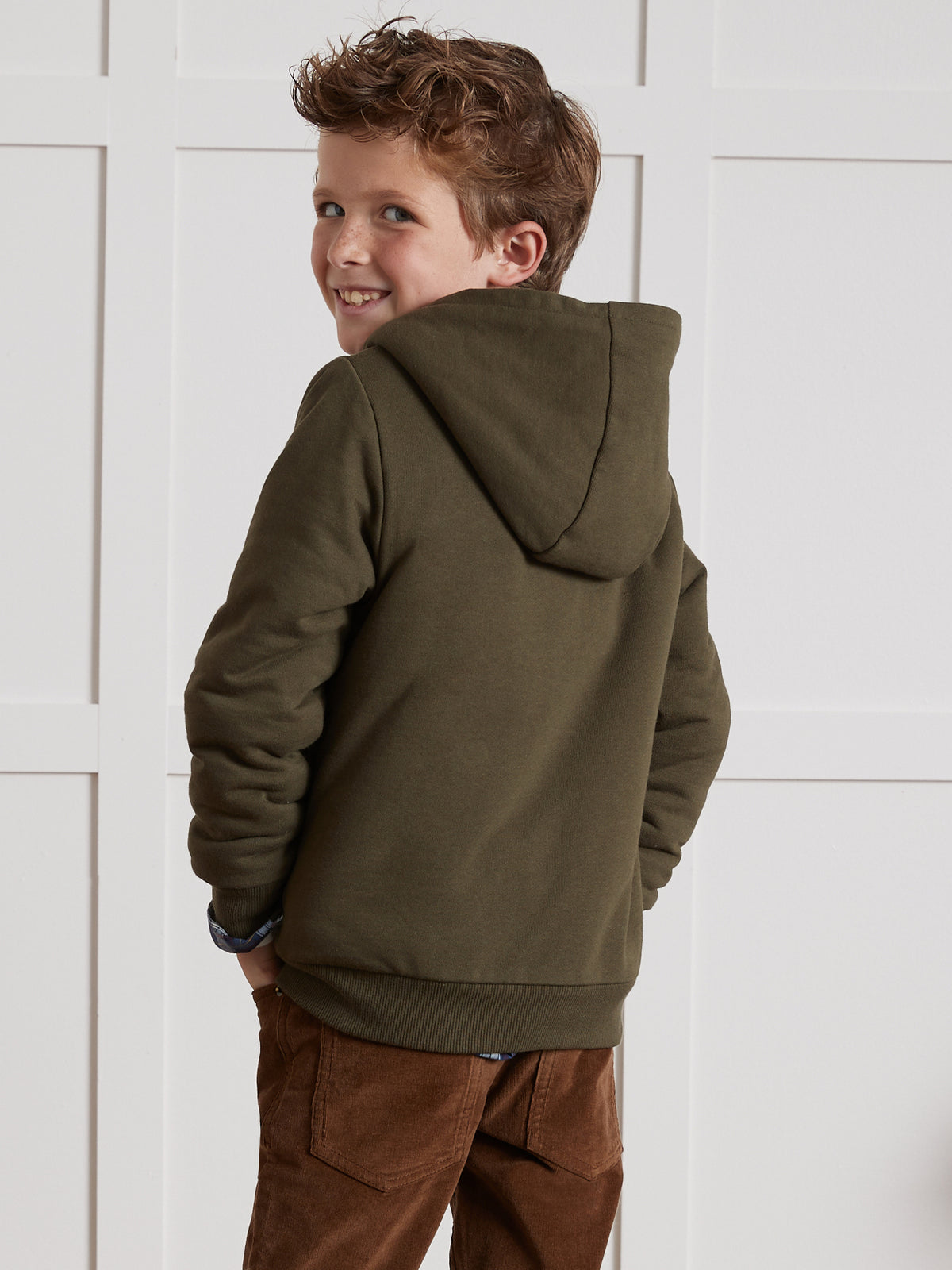 Jungen-Sweatjacke mit Reissverschluss und Sherpa-Futter