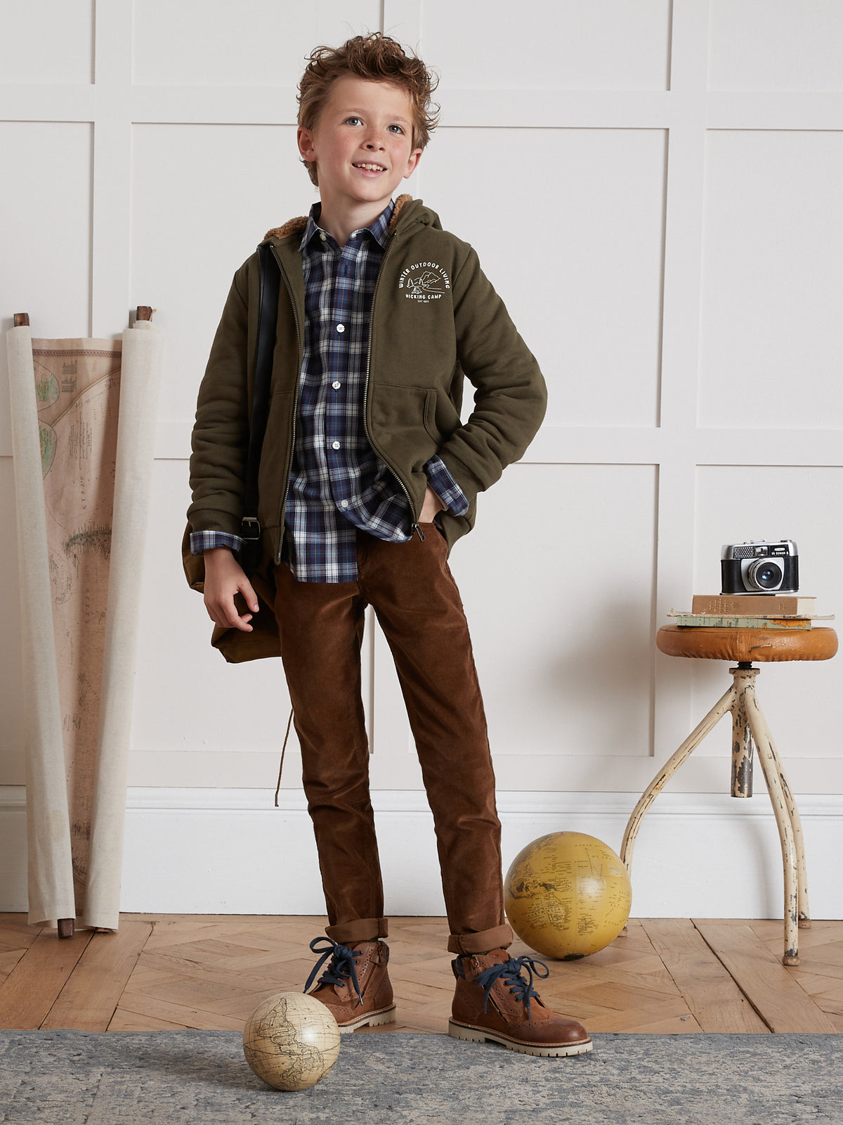Jungen-Sweatjacke mit Reissverschluss und Sherpa-Futter