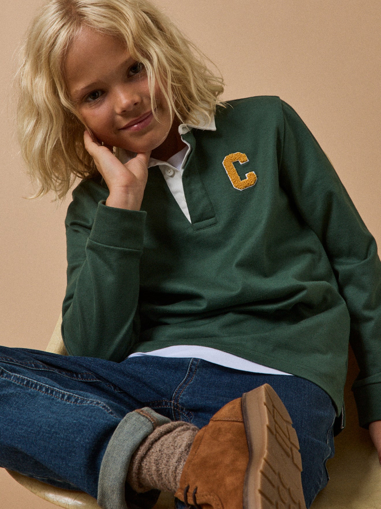 Jungen Rugby-Shirt mit Polokragen – Bio-Baumwolle