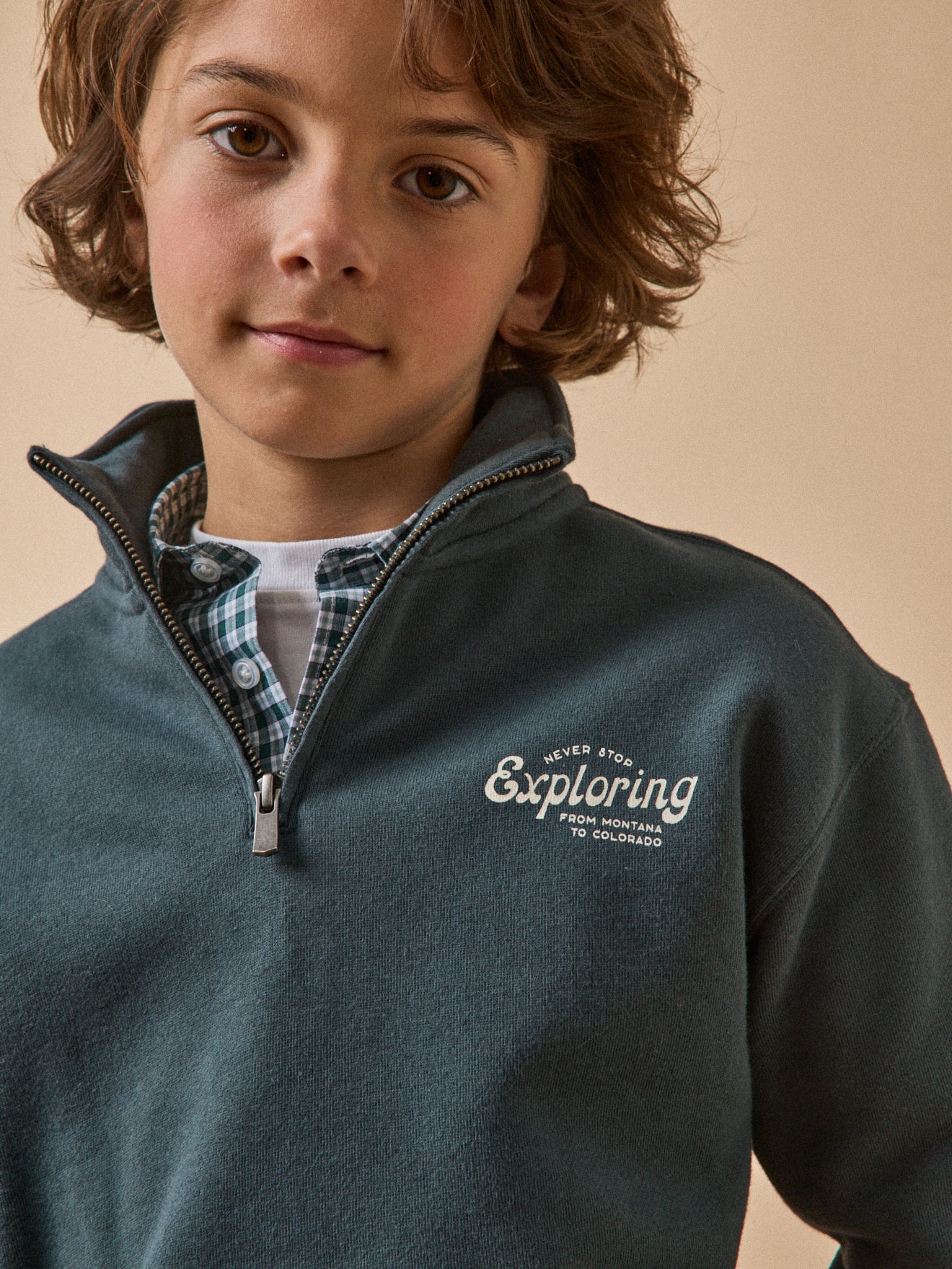 Jungen-Sweatshirt mit Stehkragen – Bio-Baumwolle