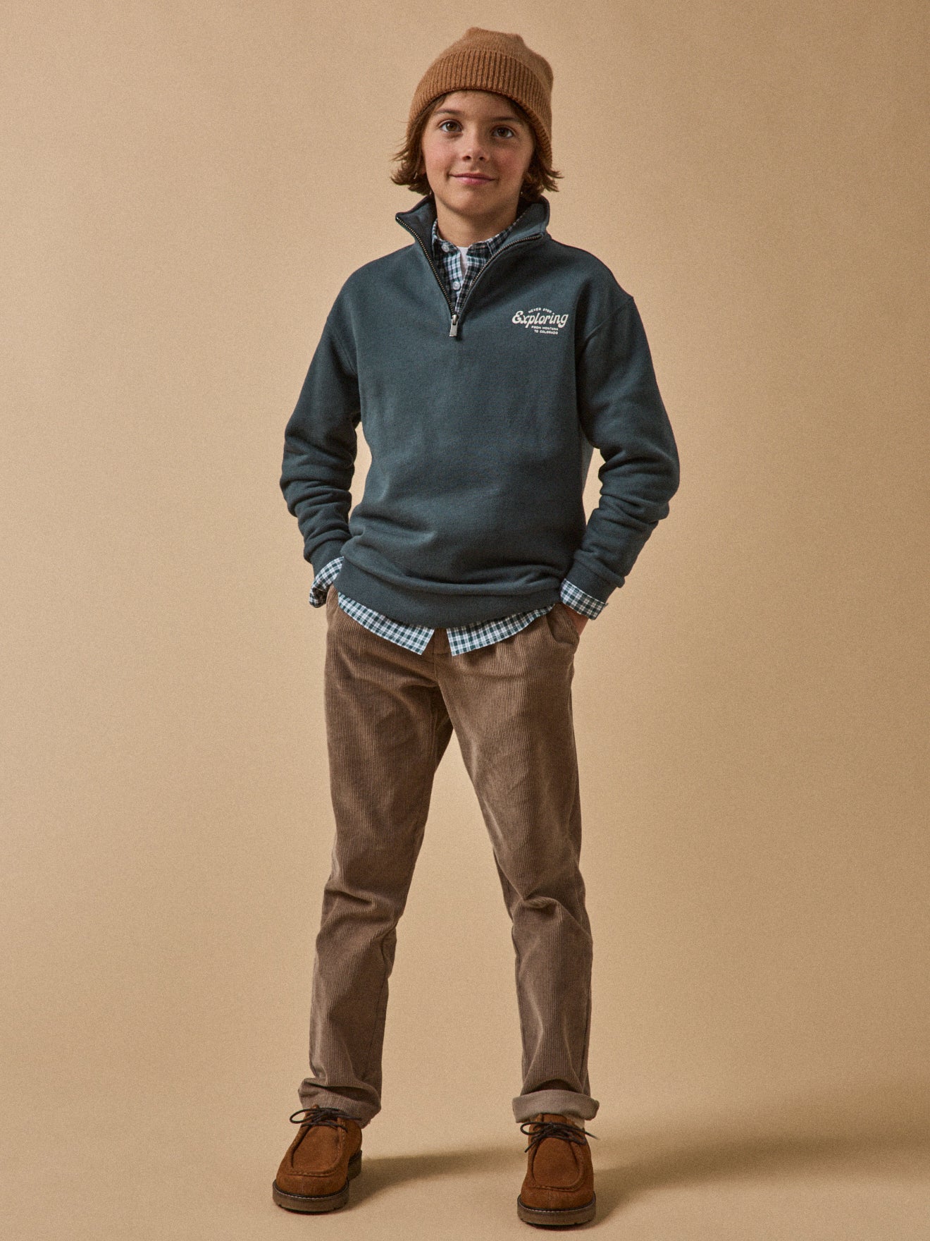 Jungen-Sweatshirt mit Stehkragen – Bio-Baumwolle