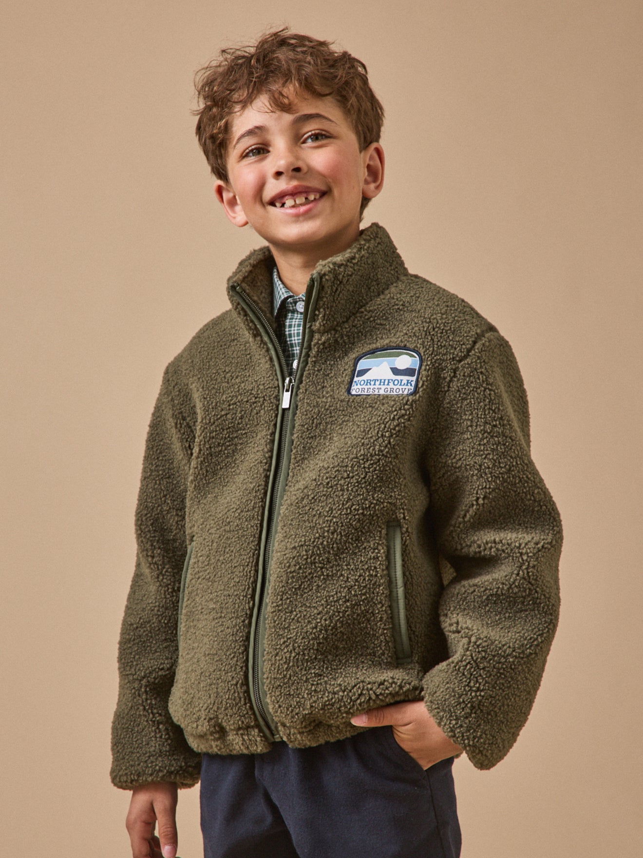 Jungen-Cardigan aus Sherpa