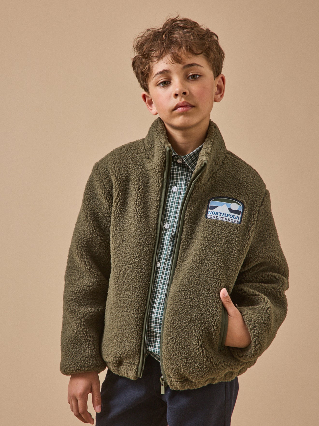 Jungen-Cardigan aus Sherpa