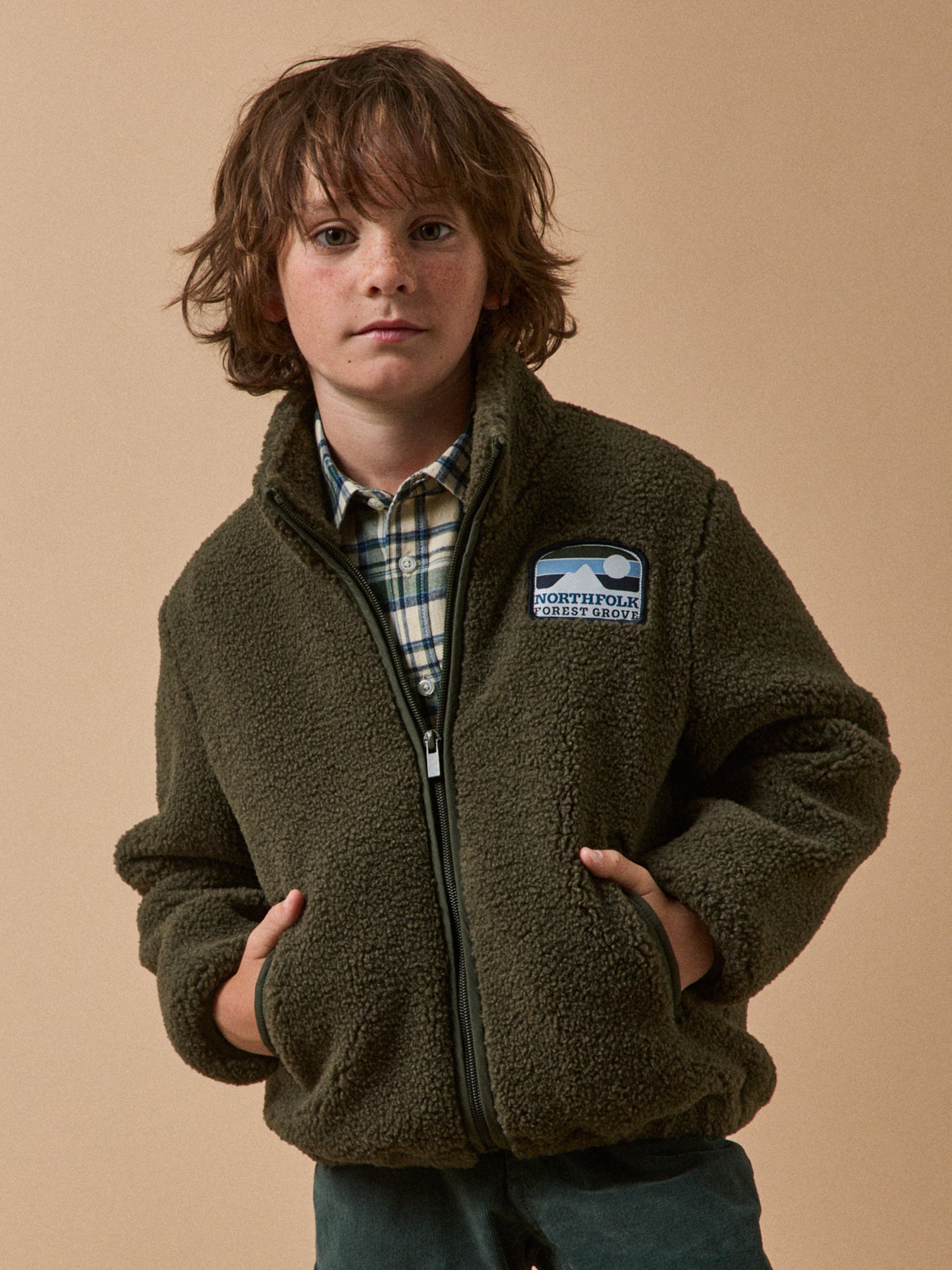 Jungen-Cardigan aus Sherpa