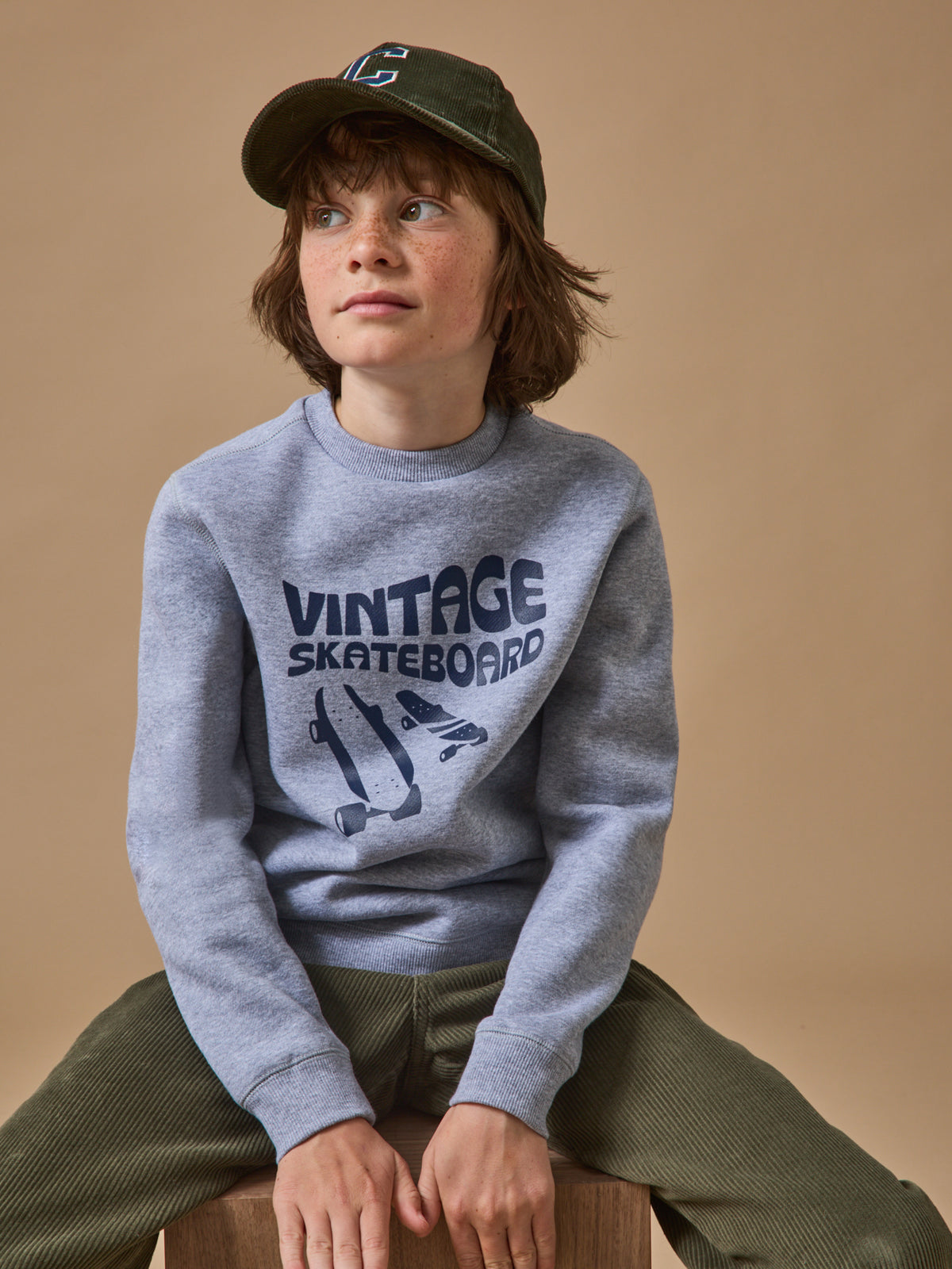 Jungen-Sweatshirt aus Molton mit Druckmuster