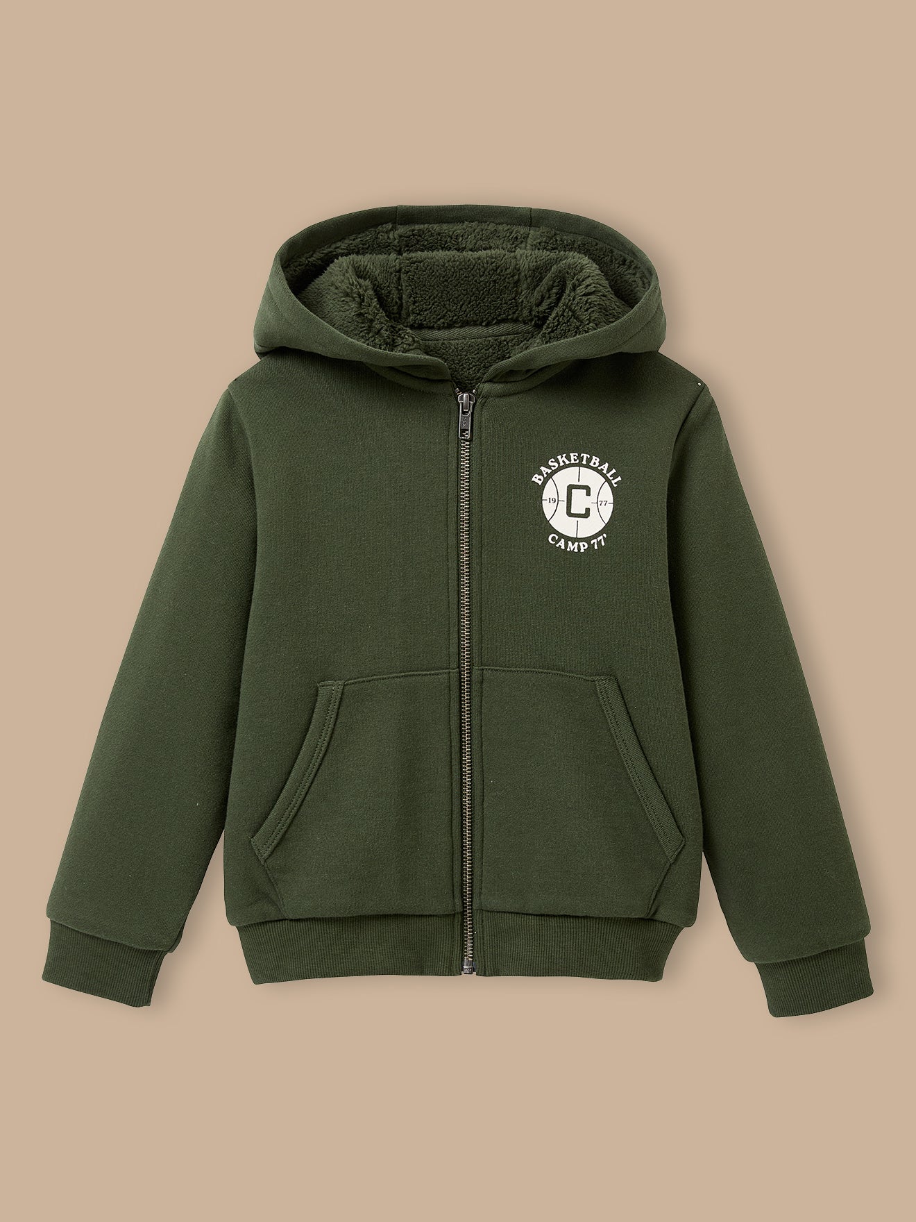 Sweat zippé doublé sherpa Garçon