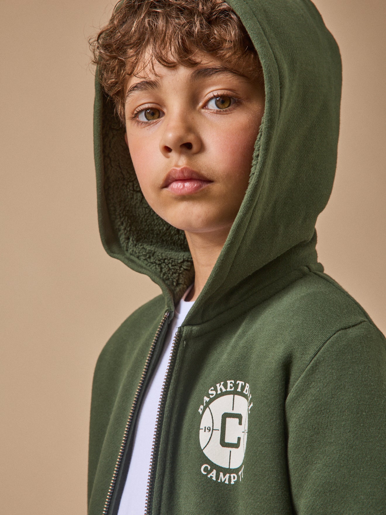 Sweat zippé doublé sherpa Garçon