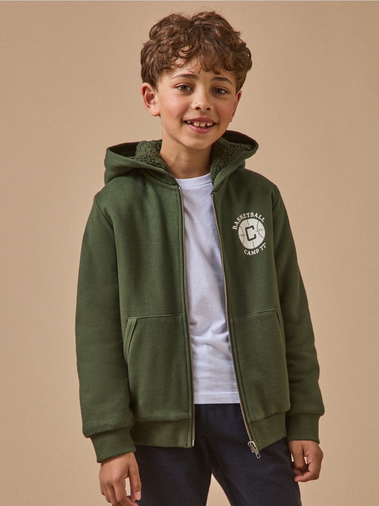 Sweat zippé doublé sherpa Garçon