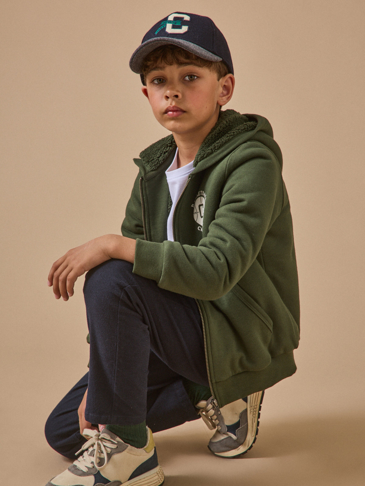 Sweat zippé doublé sherpa Garçon