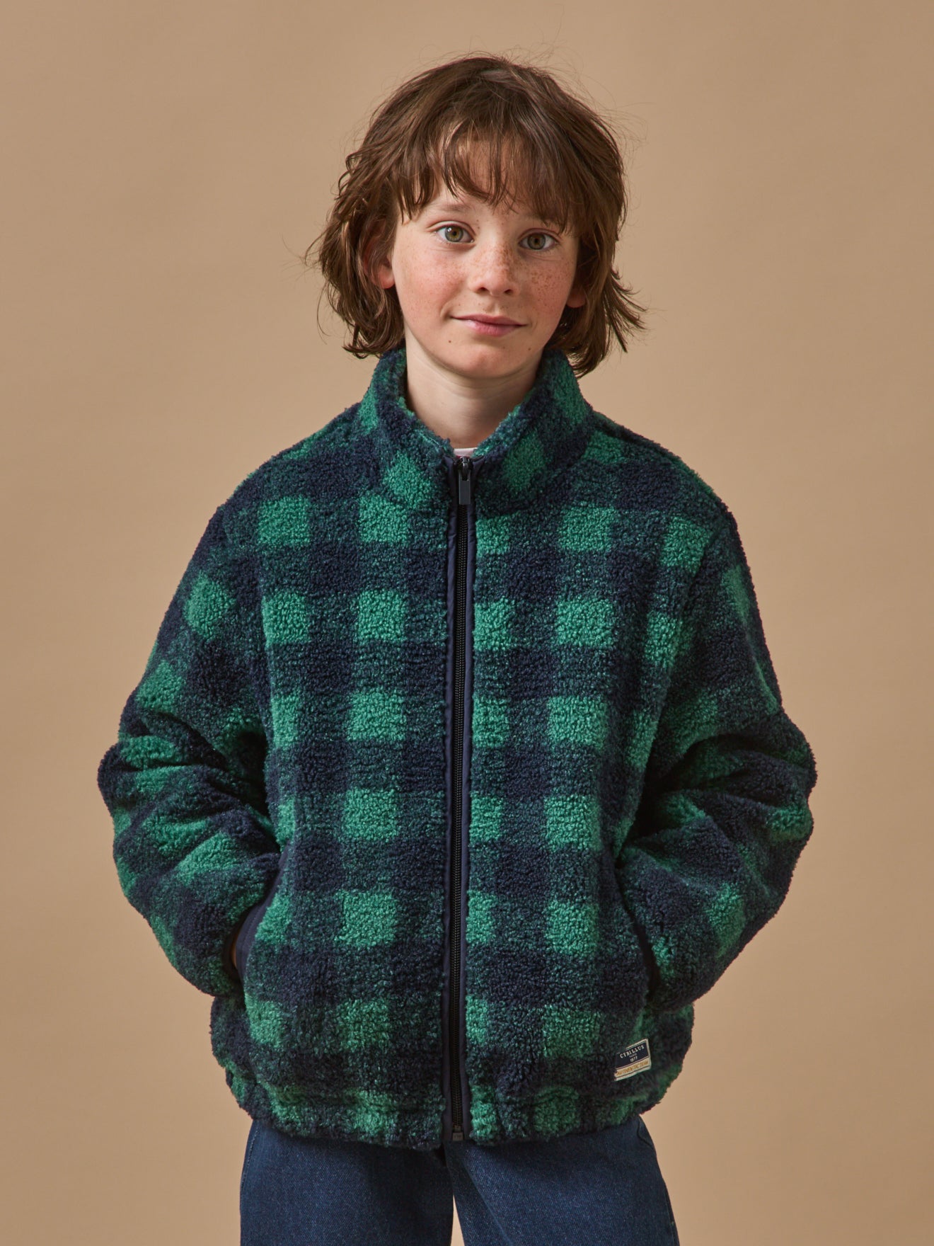 Karierte Sherpa-Jacke für Jungen