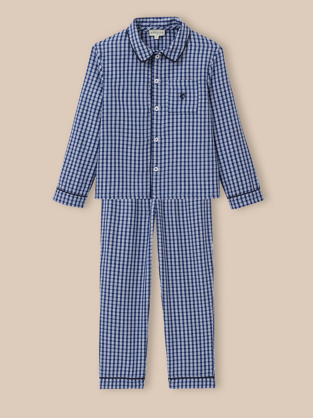 Jungen-Pyjama mit Karomuster, klassisch