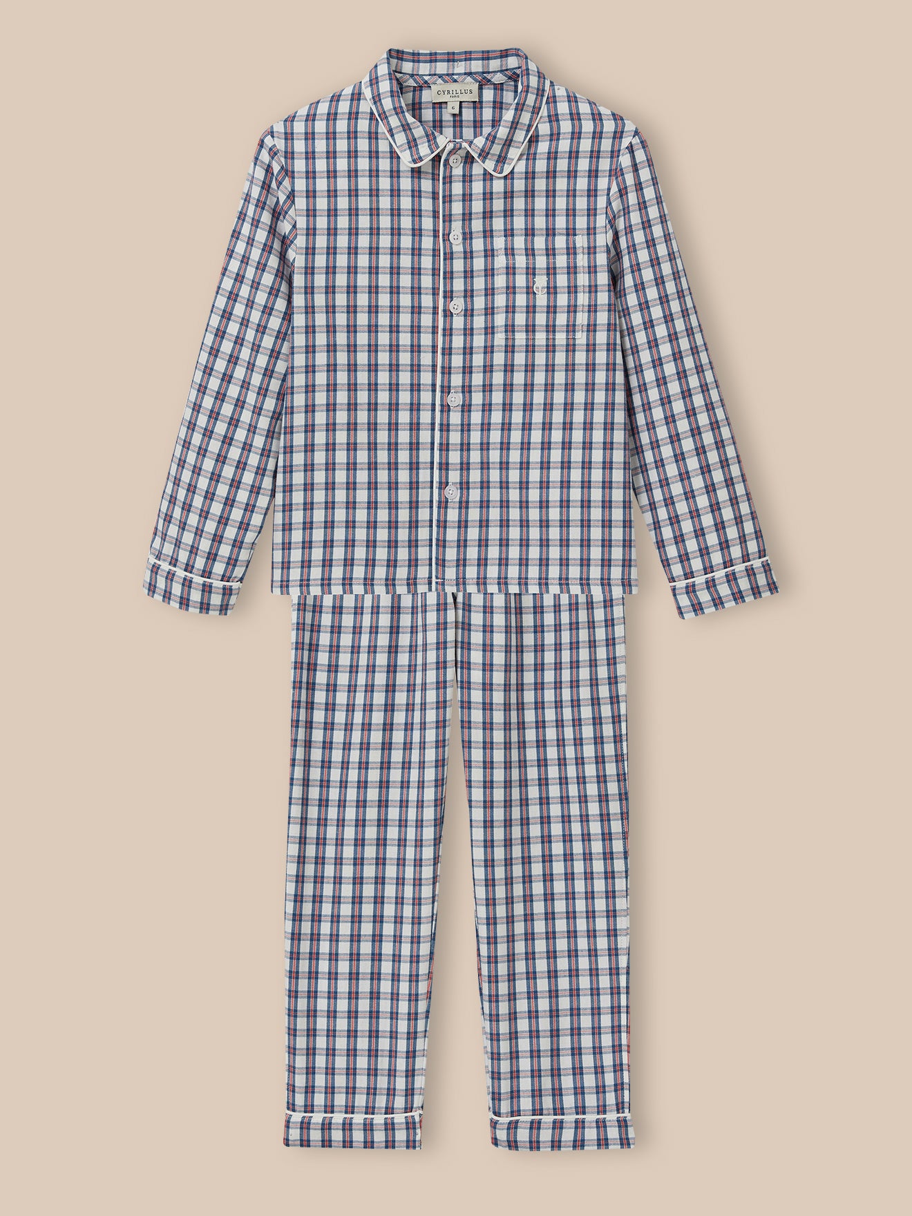 Jungen-Pyjama mit Karomuster, klassisch