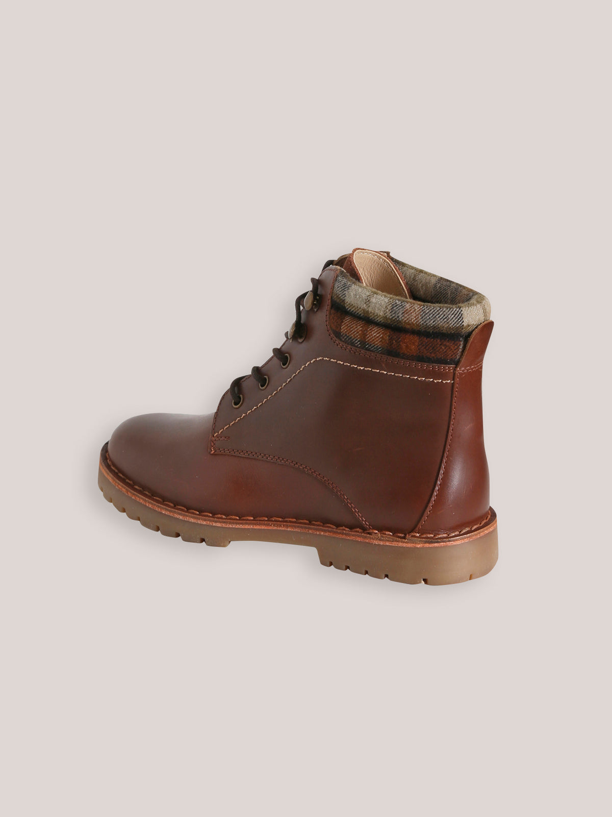 Jungen-Stiefel aus Leder mit kariertem Schaft