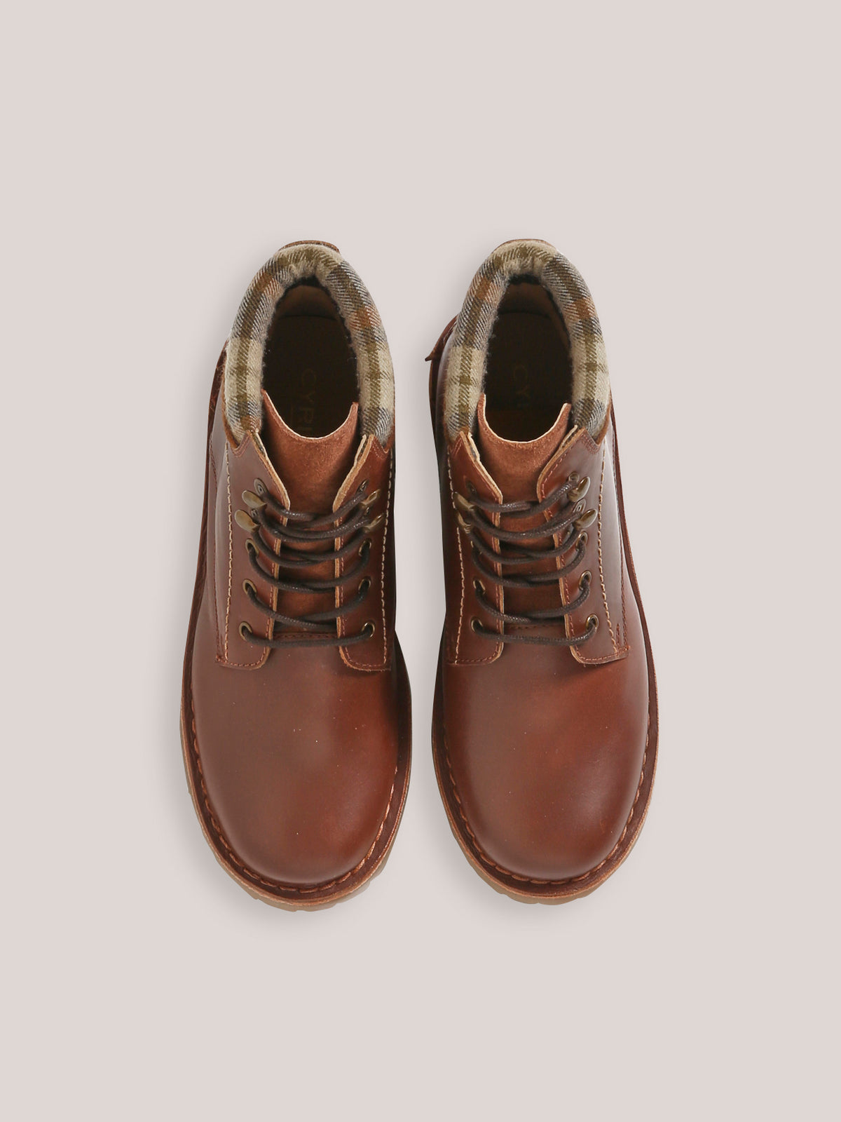 Jungen-Stiefel aus Leder mit kariertem Schaft