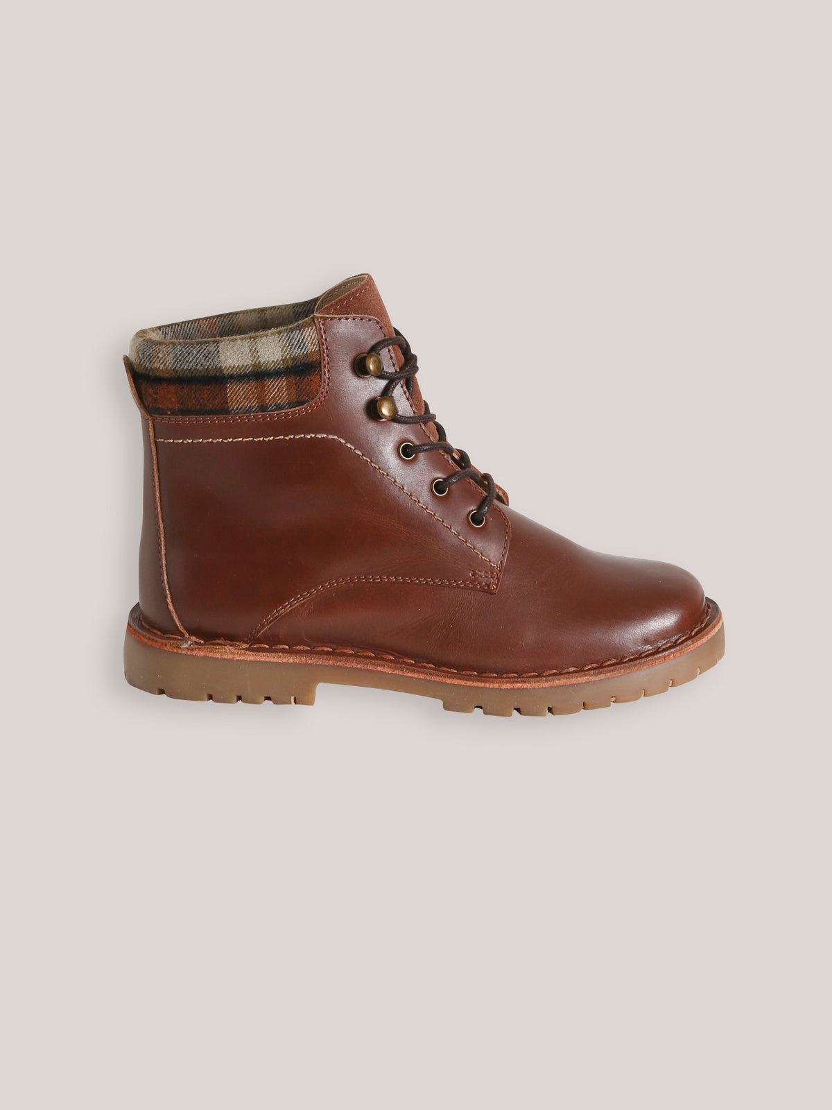 Jungen-Stiefel aus Leder mit kariertem Schaft