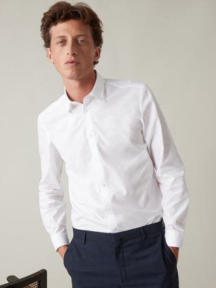Einfarbiges Herren Slim Fit Hemd aus Easy Care-Popeline