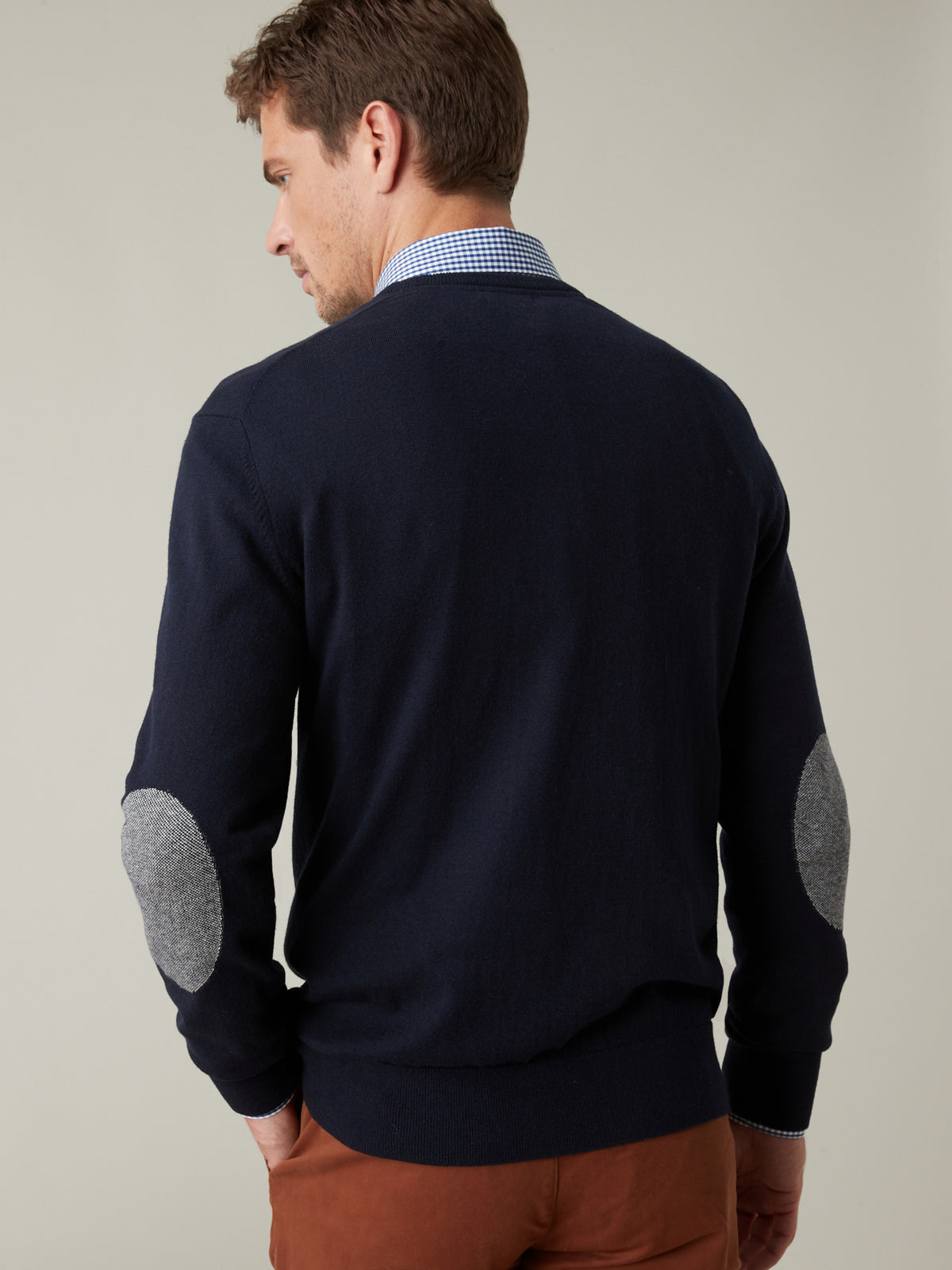 Pull col V homme coton, soie et cachemire