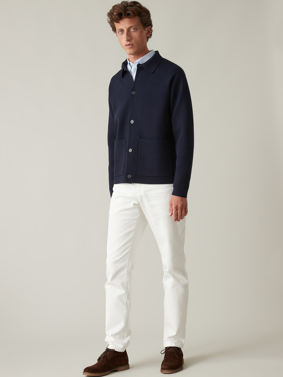 Herren-Cardigan aus Wolle und recycelten Fasern