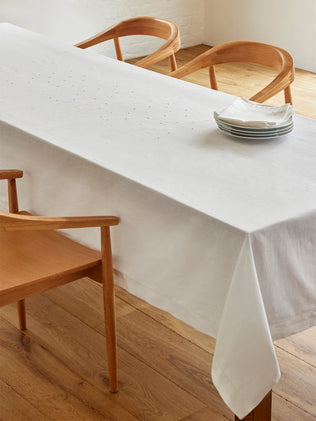 Nappe coton/lin à pois dorés