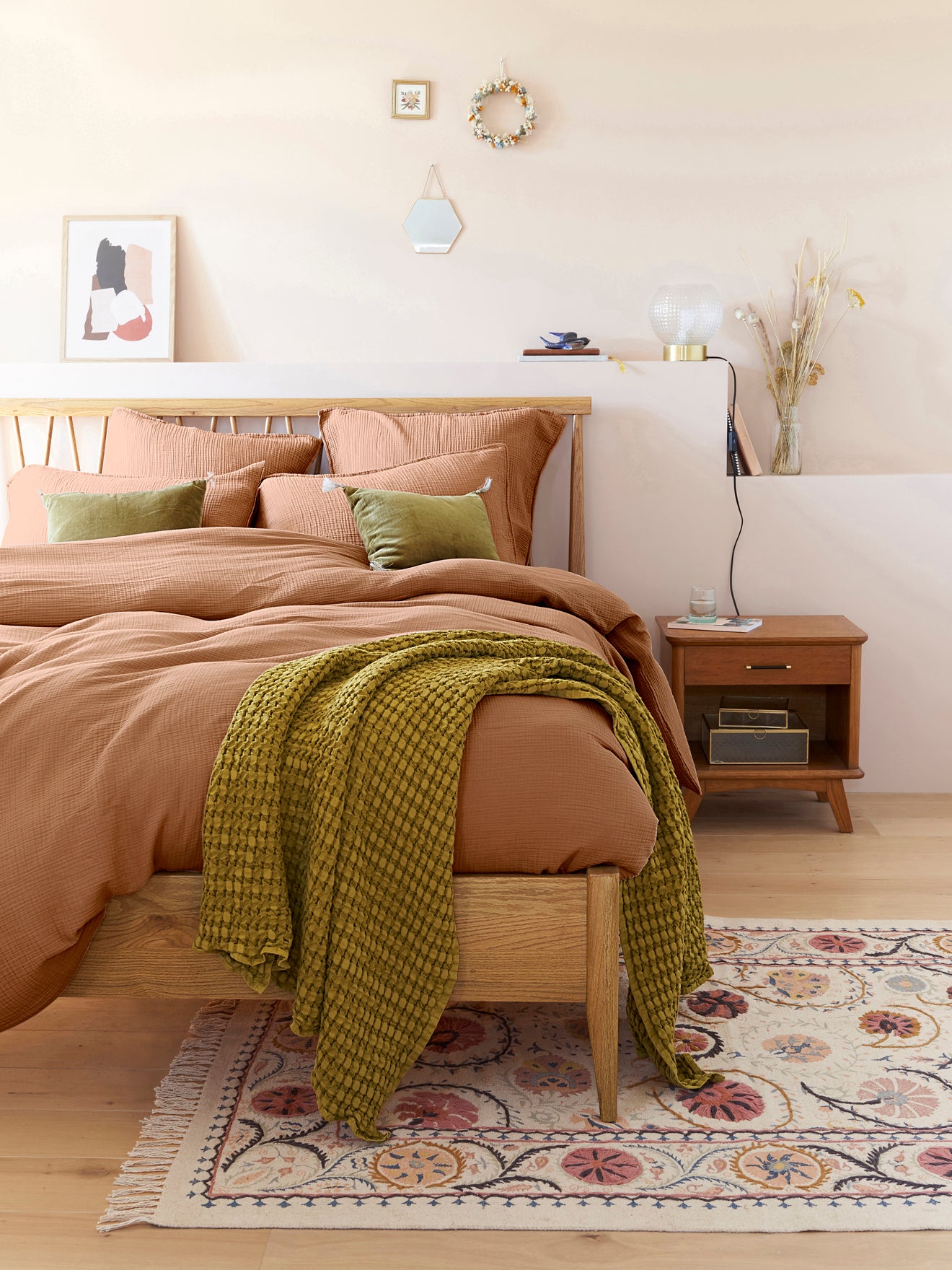 Kopfkissenbezug aus Baumwoll-Gaze « Waffelmuster »