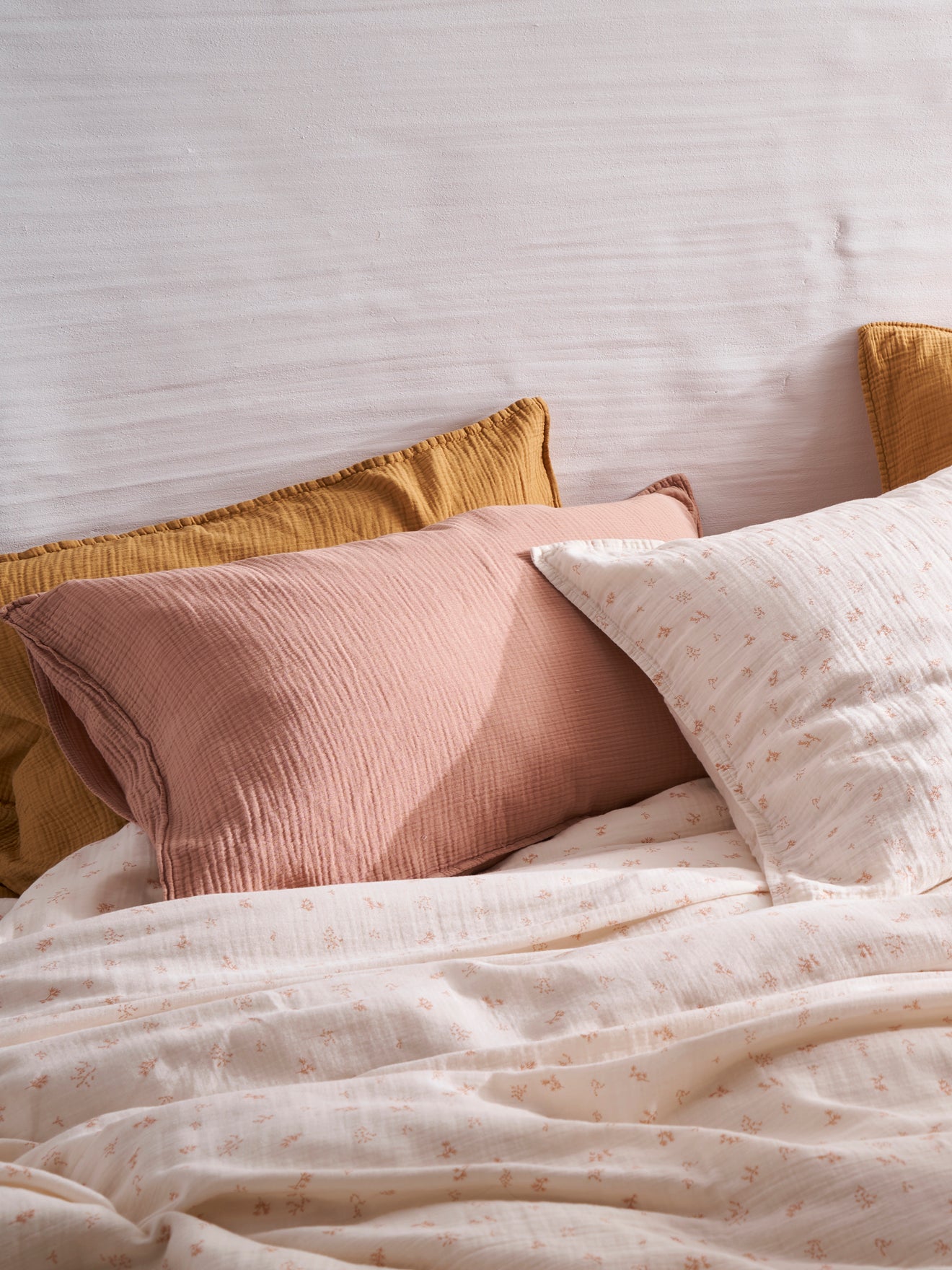 Kopfkissenbezug aus Baumwoll-Gaze « Waffelmuster »