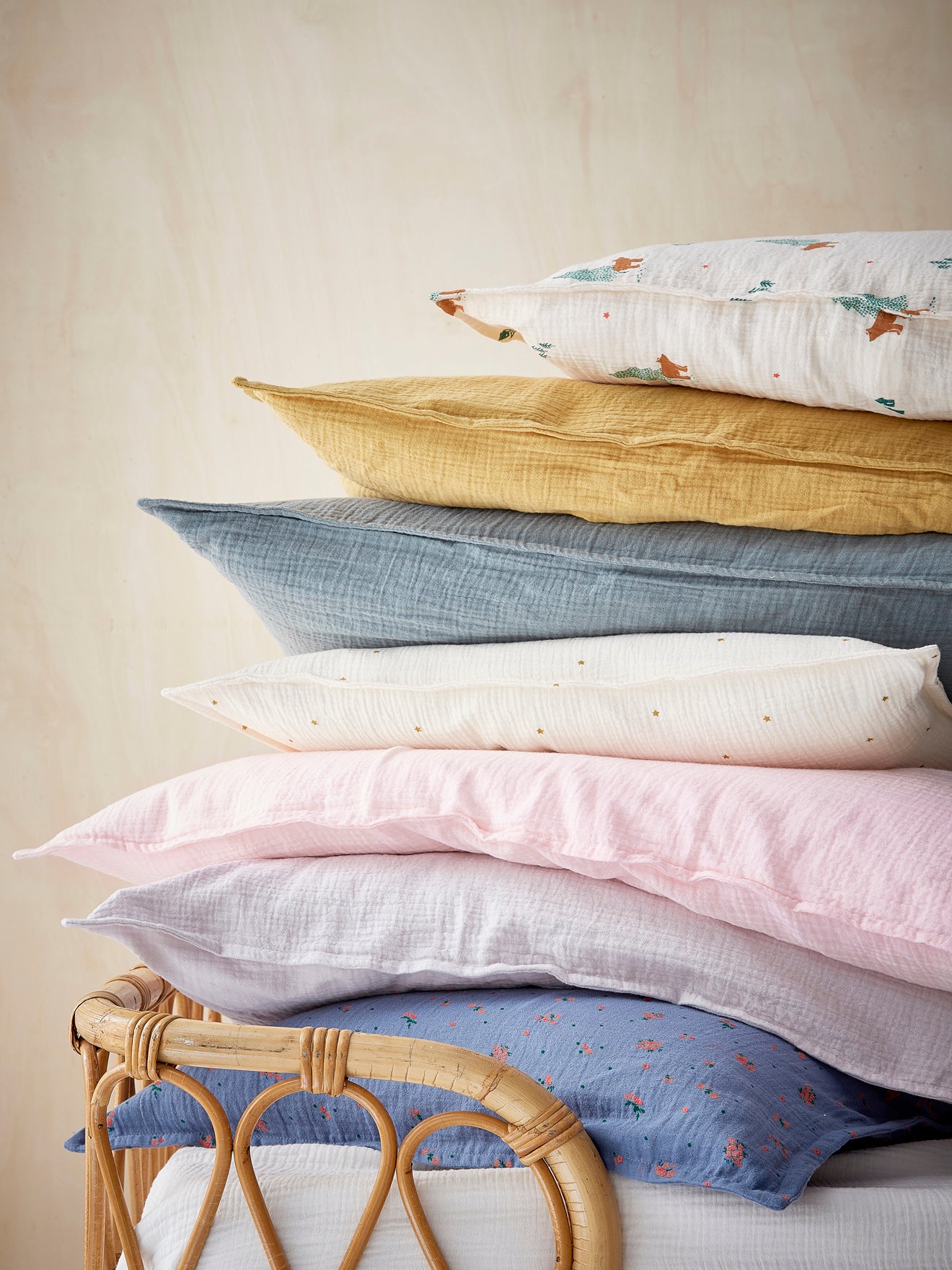 Kopfkissenbezug aus Baumwoll-Gaze « Funkelnde Sterne »