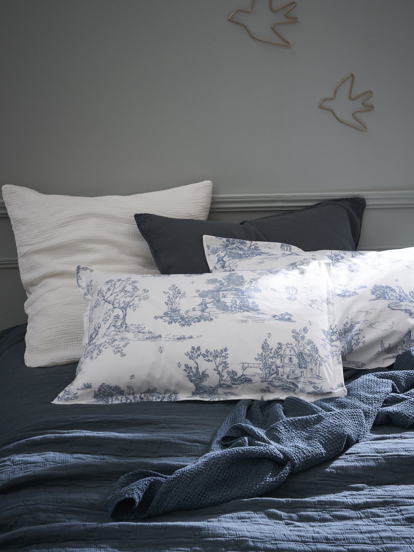 Housse de couette percale de coton "Esprit Toile de Jouy"
