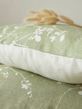 Housse de coussin fleurie pur lin