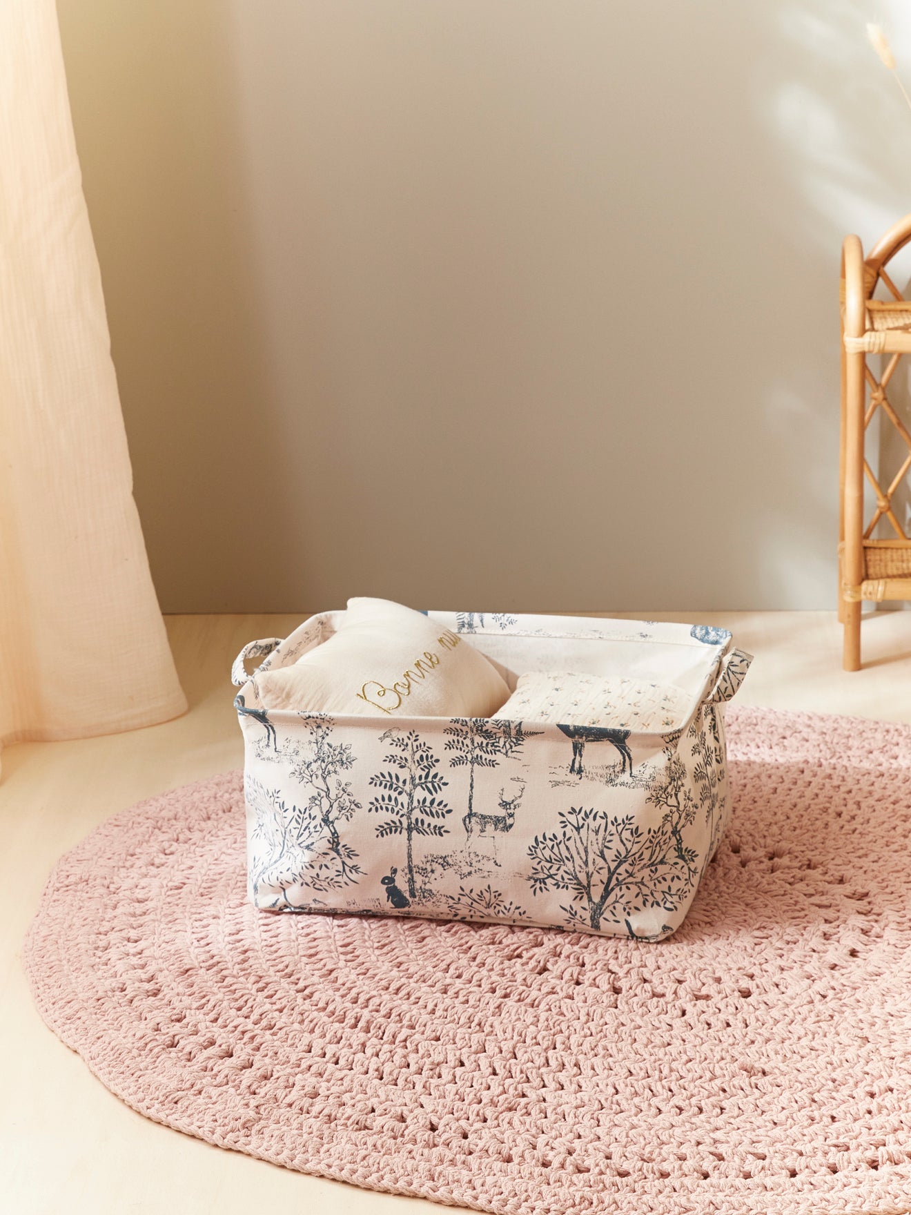 Eckiger Aufbewahrungskorb im Toile de Jouy-Esprit