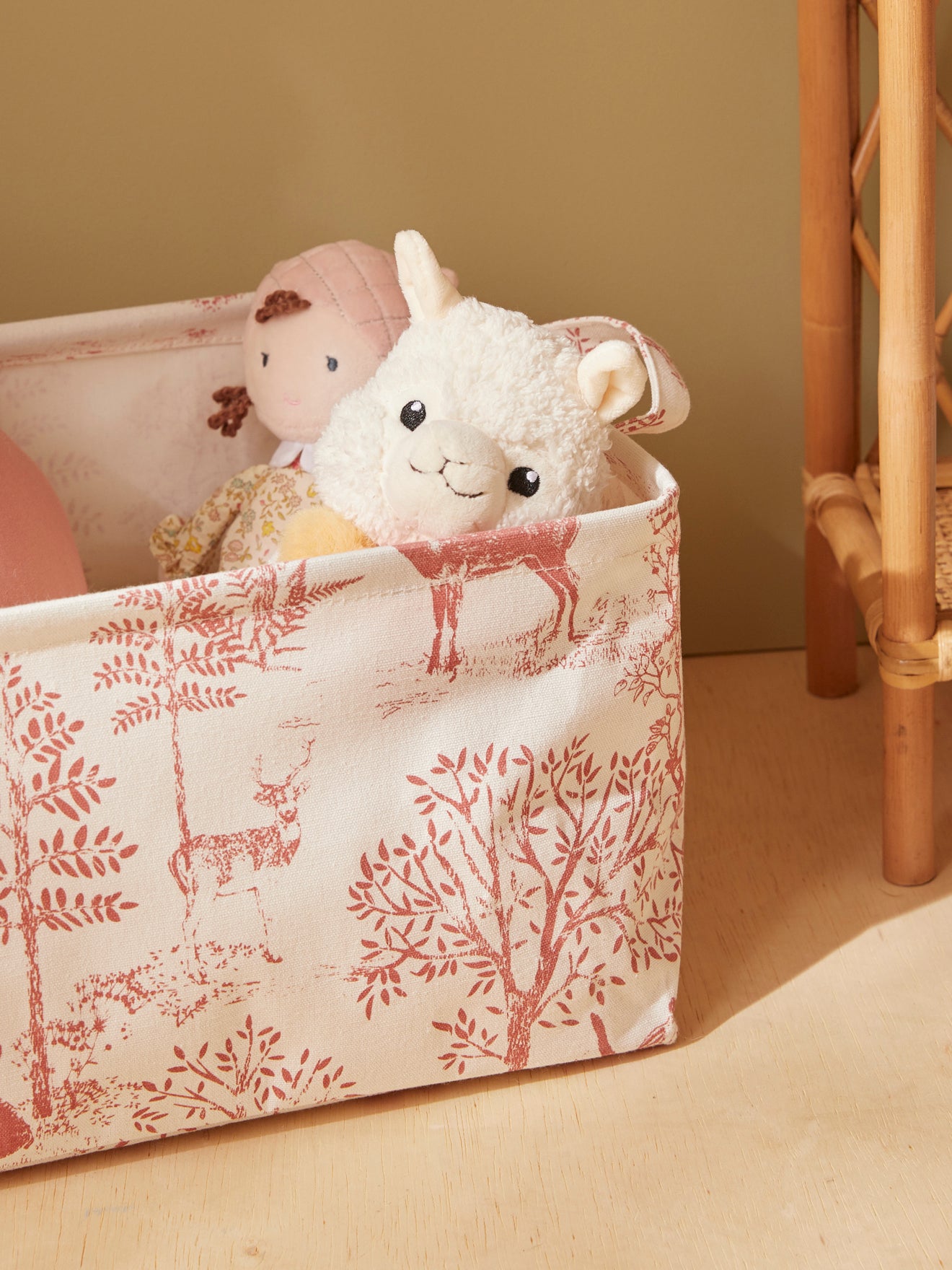 Bac de rangement rectangle esprit toile de Jouy