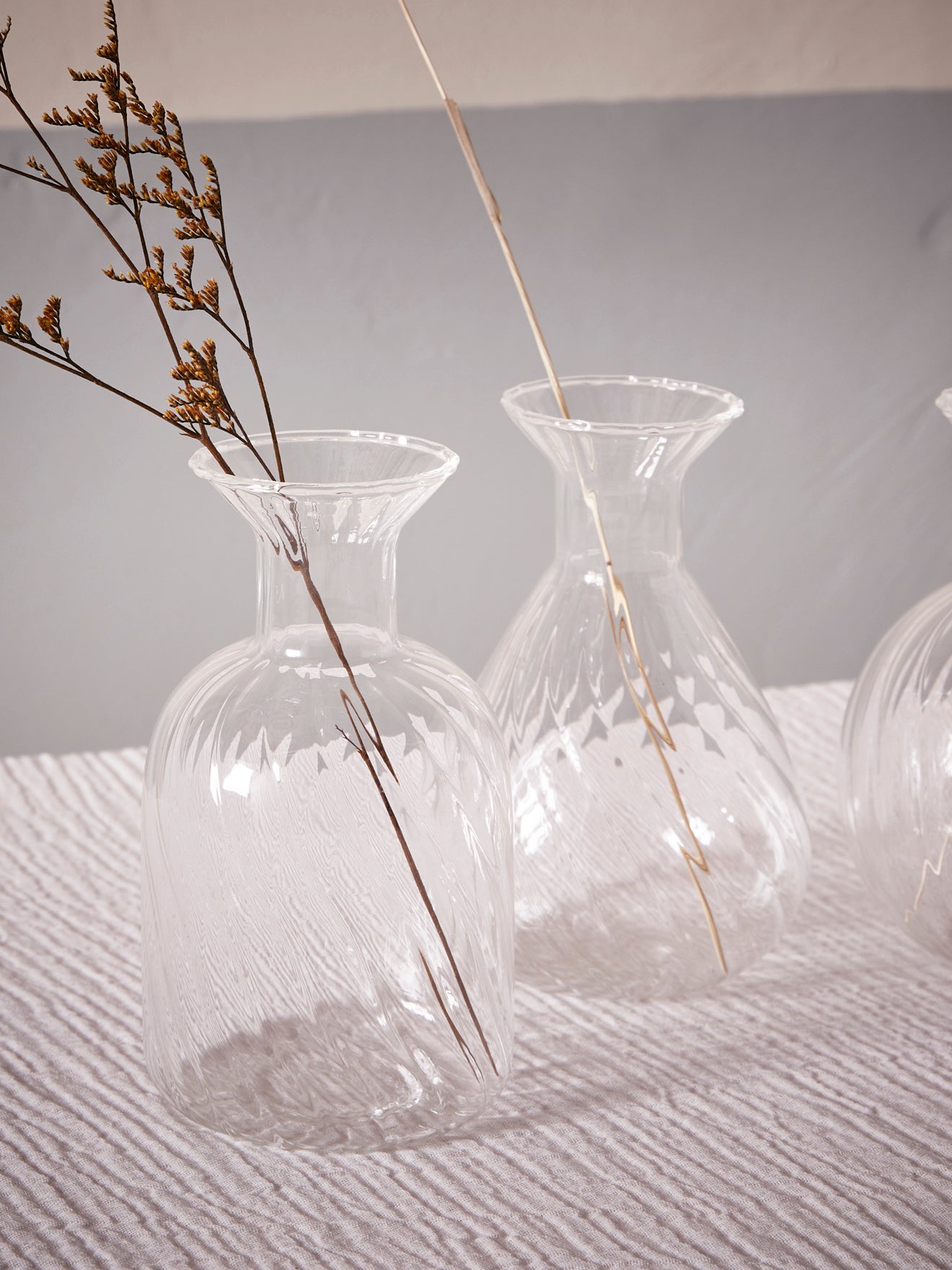 Stielvase aus Glas im 3er-Set