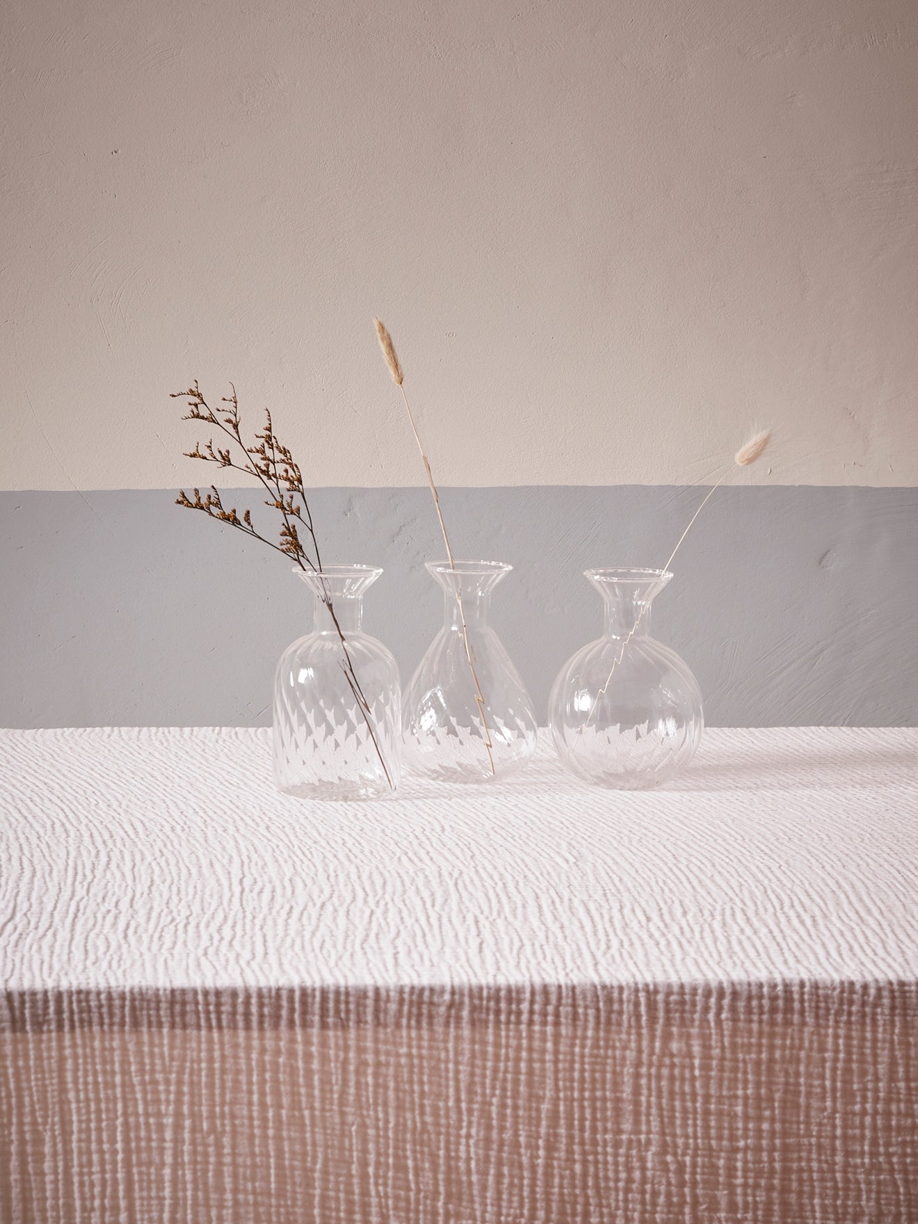 Stielvase aus Glas im 3er-Set